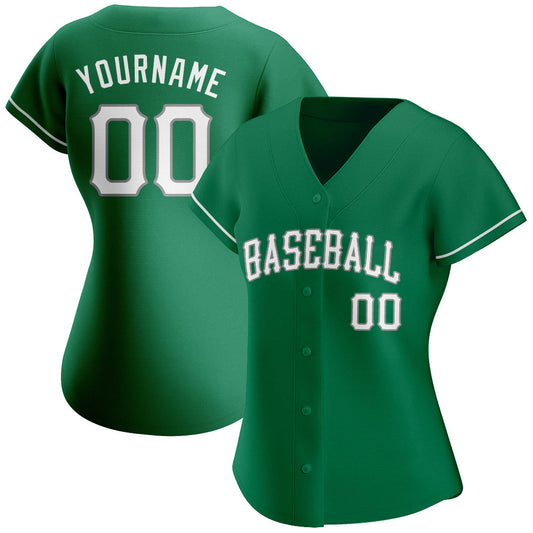 Custom Kelly Green White-Gray Authentic St. Patrick's Day Baseball Jersey - Sky-Custom