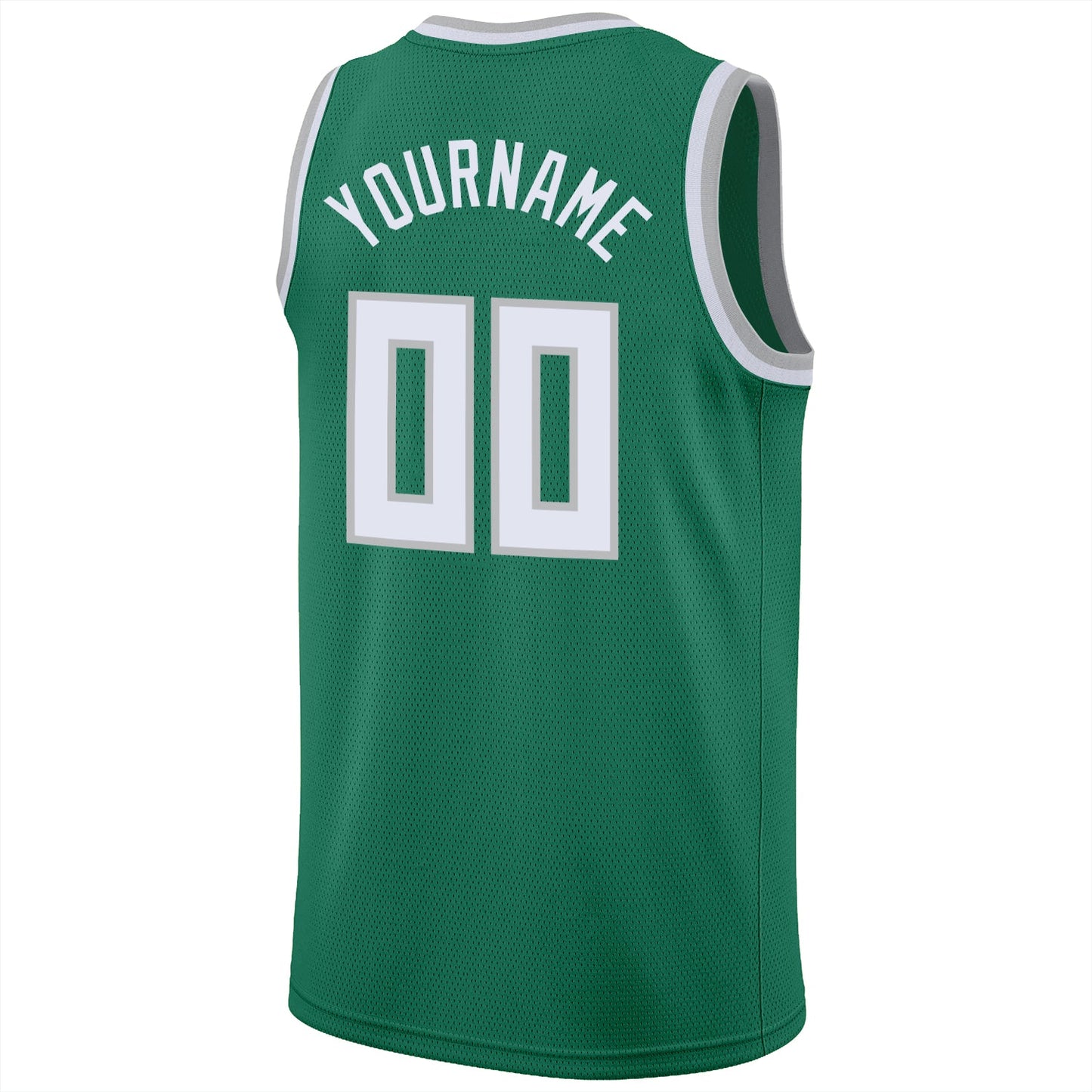 Custom Kelly Green White-Gray Round Neck Rib-Knit Basketball Jersey - Sky-Custom