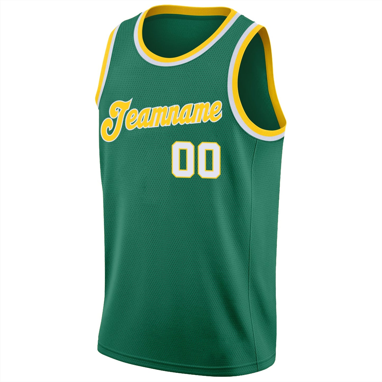 Custom Kelly Green White-Gold Round Neck Rib-Knit Basketball Jersey - Sky-Custom