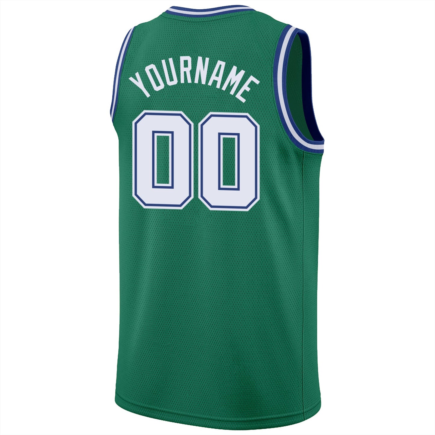 Custom Kelly Green White-Royal Round Neck Rib-Knit Basketball Jersey - Sky-Custom