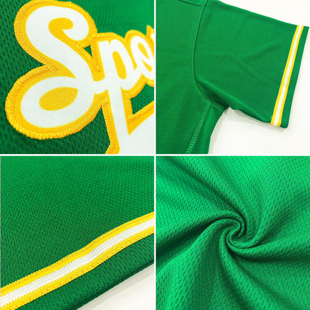 Custom Kelly Green Old Gold-Black Authentic American Flag Fashion Baseball Jersey - Sky-Custom