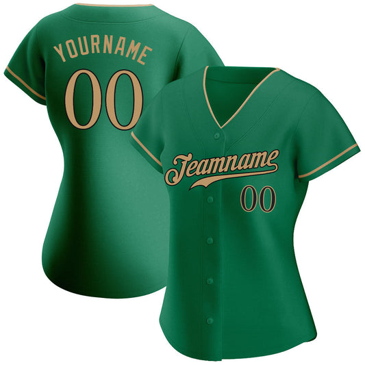 Custom Kelly Green Old Gold-Black Authentic Baseball Jersey - Sky-Custom