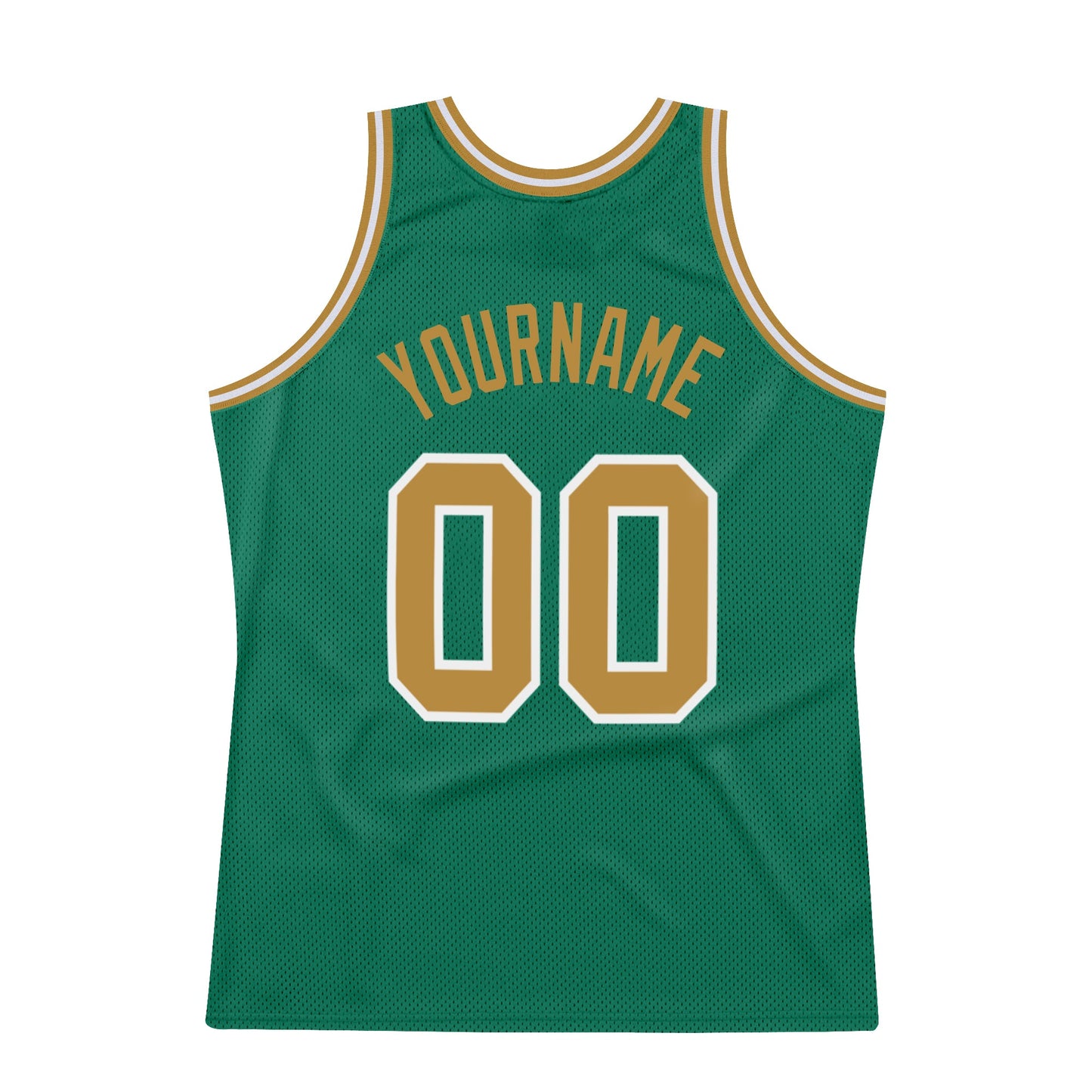Custom Kelly Green Old Gold-White Authentic Throwback Basketball Jersey - Sky-Custom