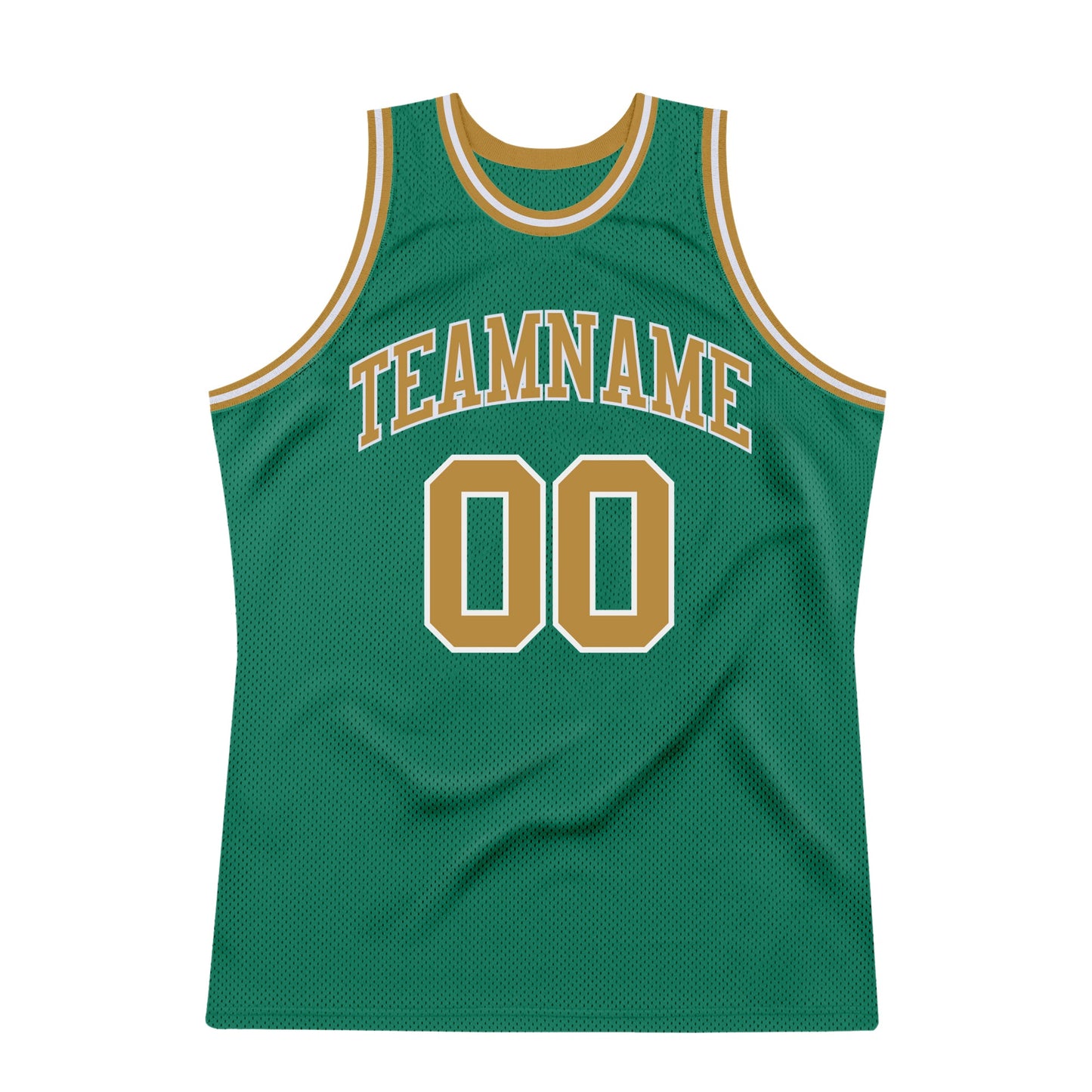 Custom Kelly Green Old Gold-White Authentic Throwback Basketball Jersey - Sky-Custom