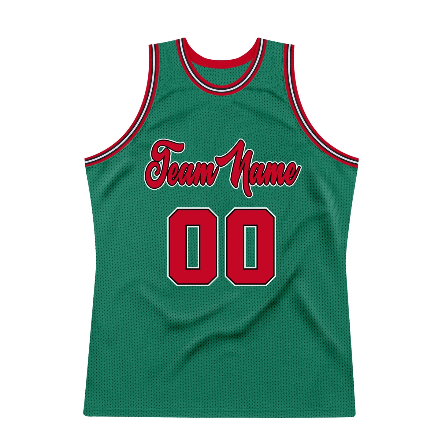 Custom Kelly Green Red-Black Authentic Throwback Basketball Jersey - Sky-Custom