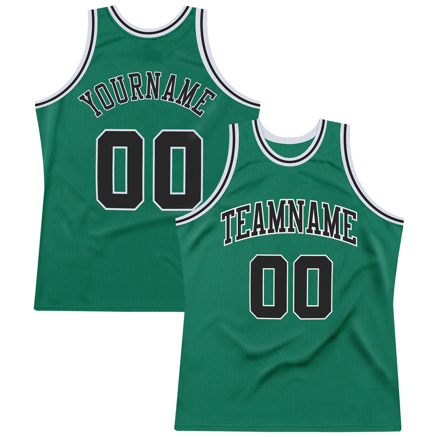 Custom Kelly Green Black-White Authentic Throwback Basketball Jersey - Sky-Custom
