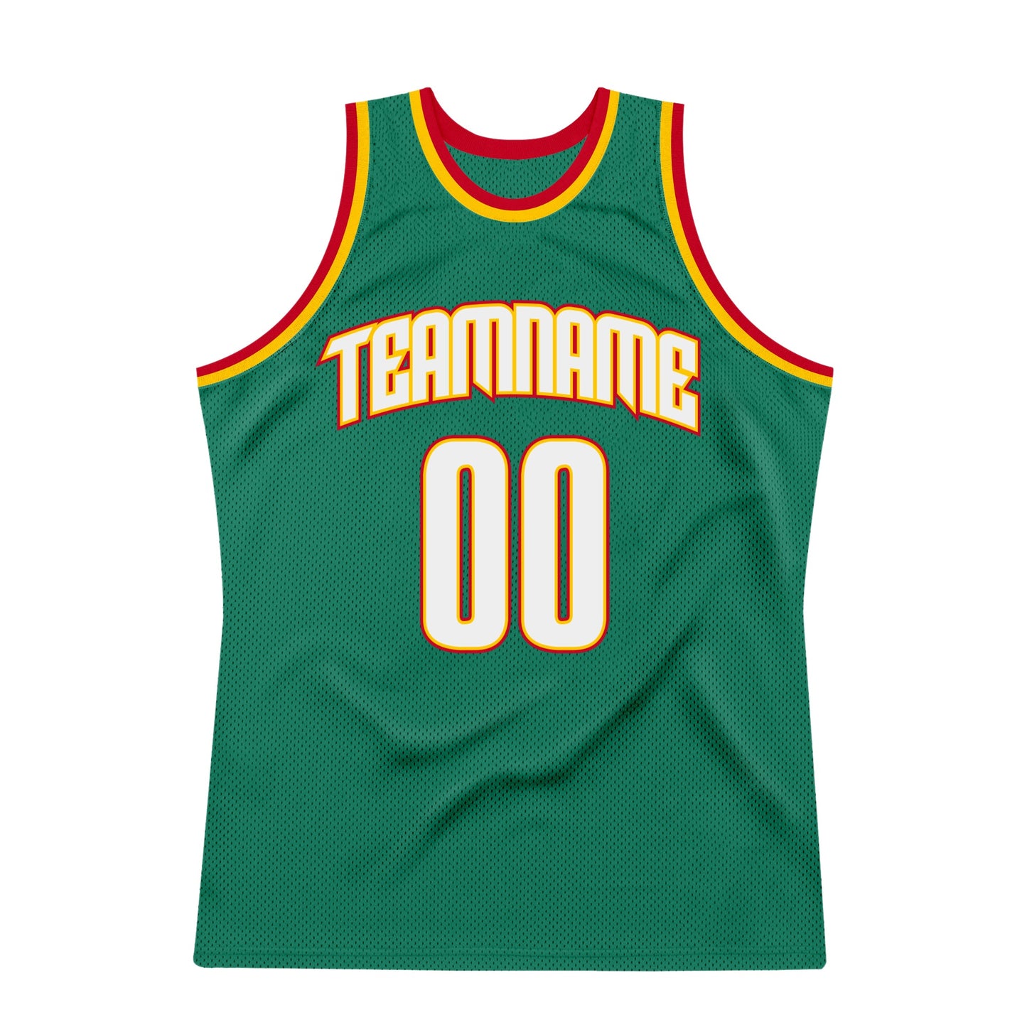 Custom Kelly Green White-Gold Authentic Throwback Basketball Jersey - Sky-Custom