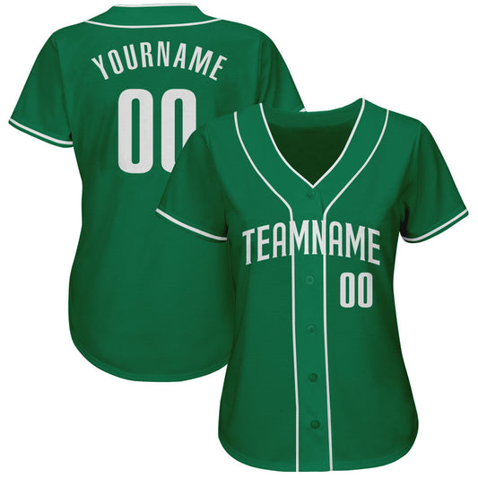 Custom Kelly Green White Authentic Baseball Jersey - Sky-Custom