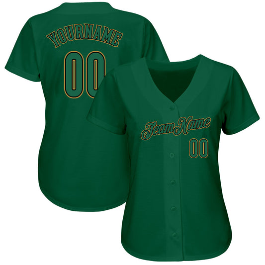 Custom Kelly Green Kelly Green-Old Gold Authentic Baseball Jersey - Sky-Custom