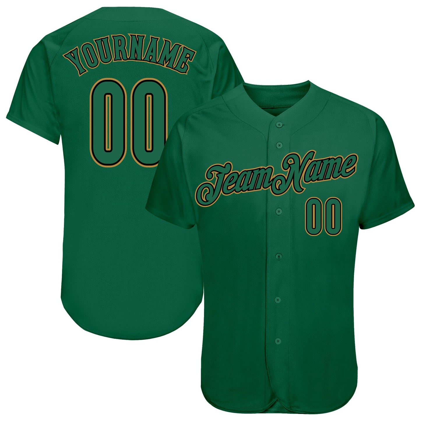 Custom Kelly Green Kelly Green-Old Gold Authentic Baseball Jersey - Sky-Custom