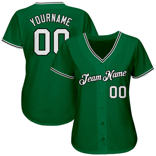 Custom Kelly Green White-Black Authentic Baseball Jersey - Sky-Custom