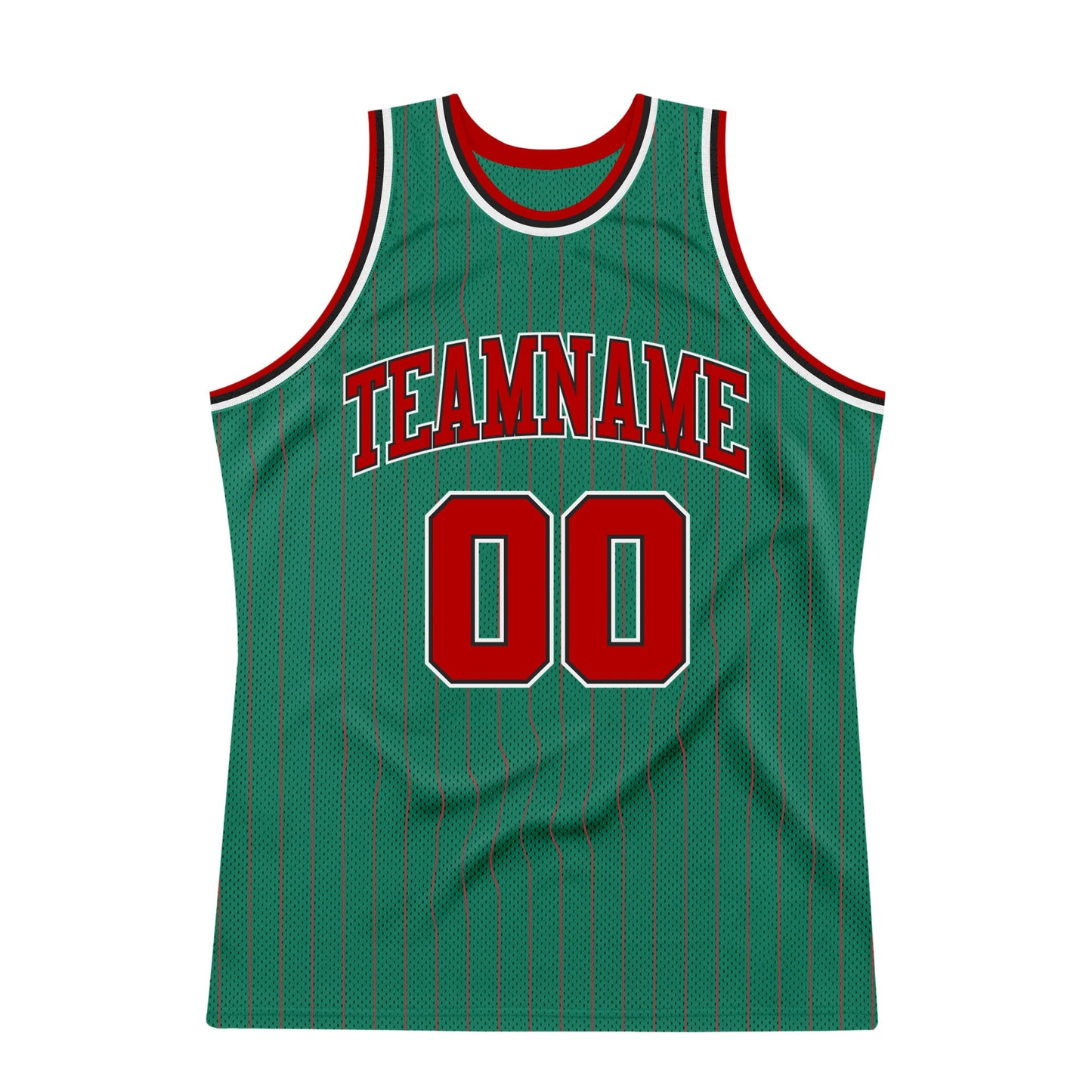 Custom Kelly Green Red Pinstripe Red-Black Authentic Basketball Jersey - Sky-Custom