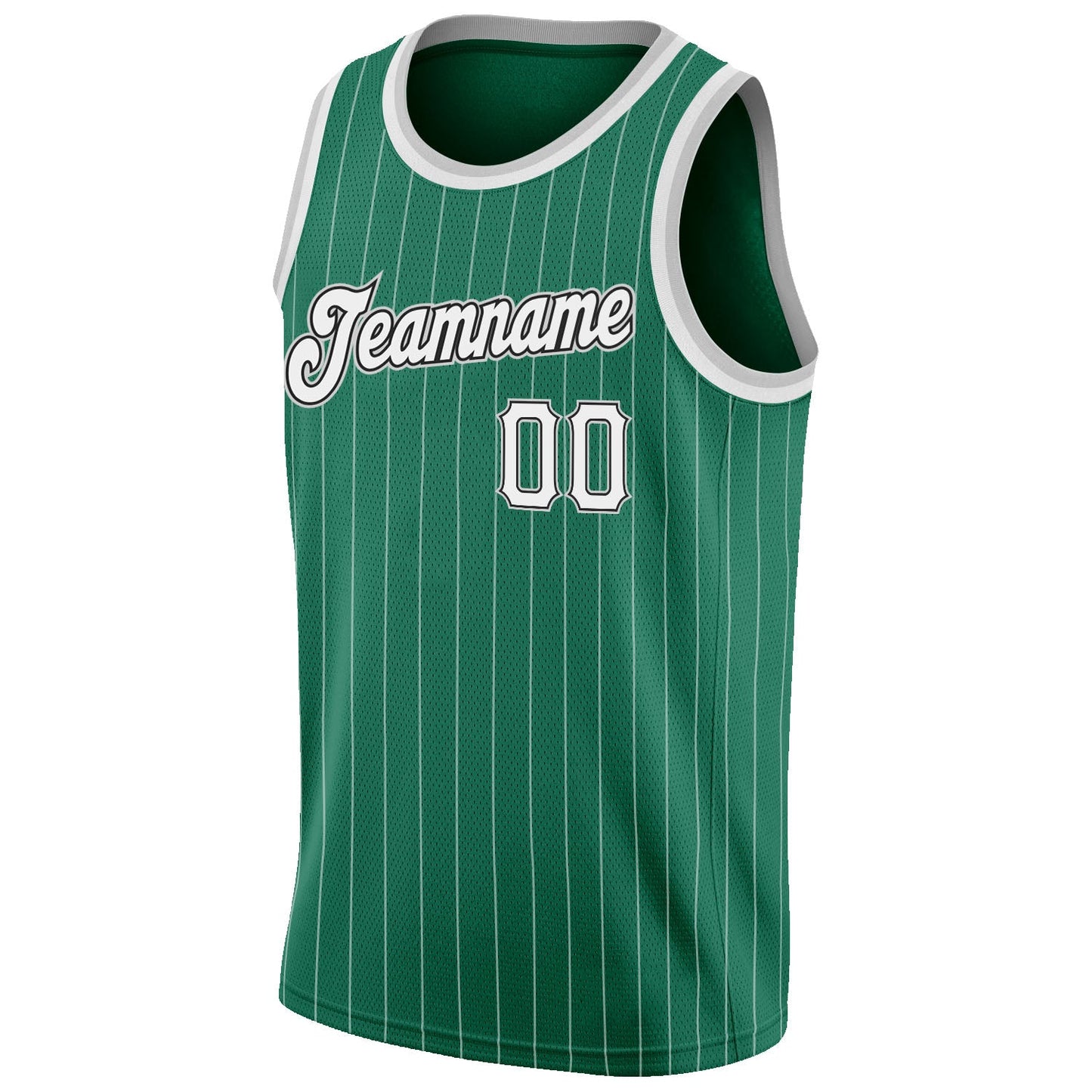 Custom Kelly Green White Pinstripe White-Gray Authentic Basketball Jersey - Sky-Custom