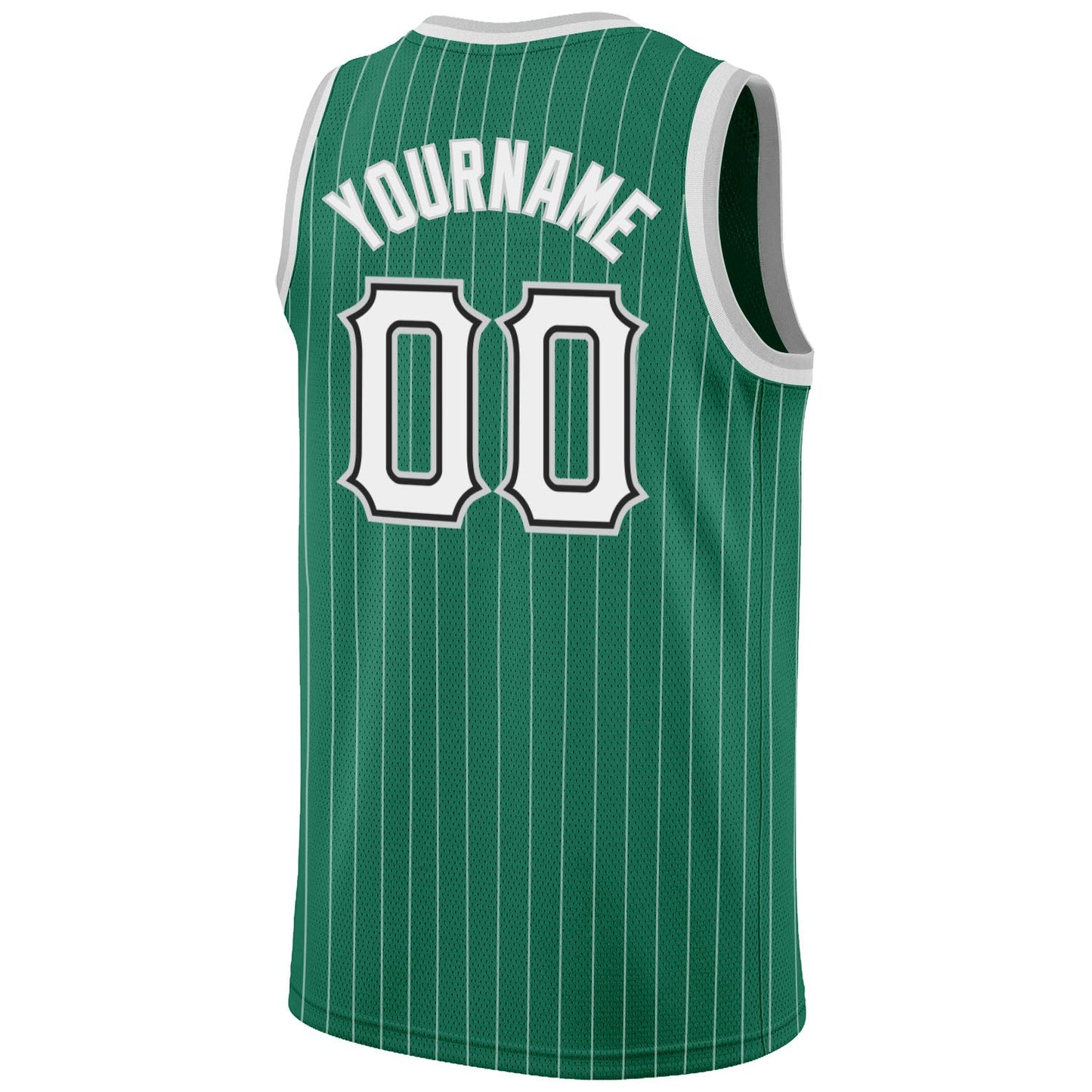 Custom Kelly Green White Pinstripe White-Gray Authentic Basketball Jersey - Sky-Custom