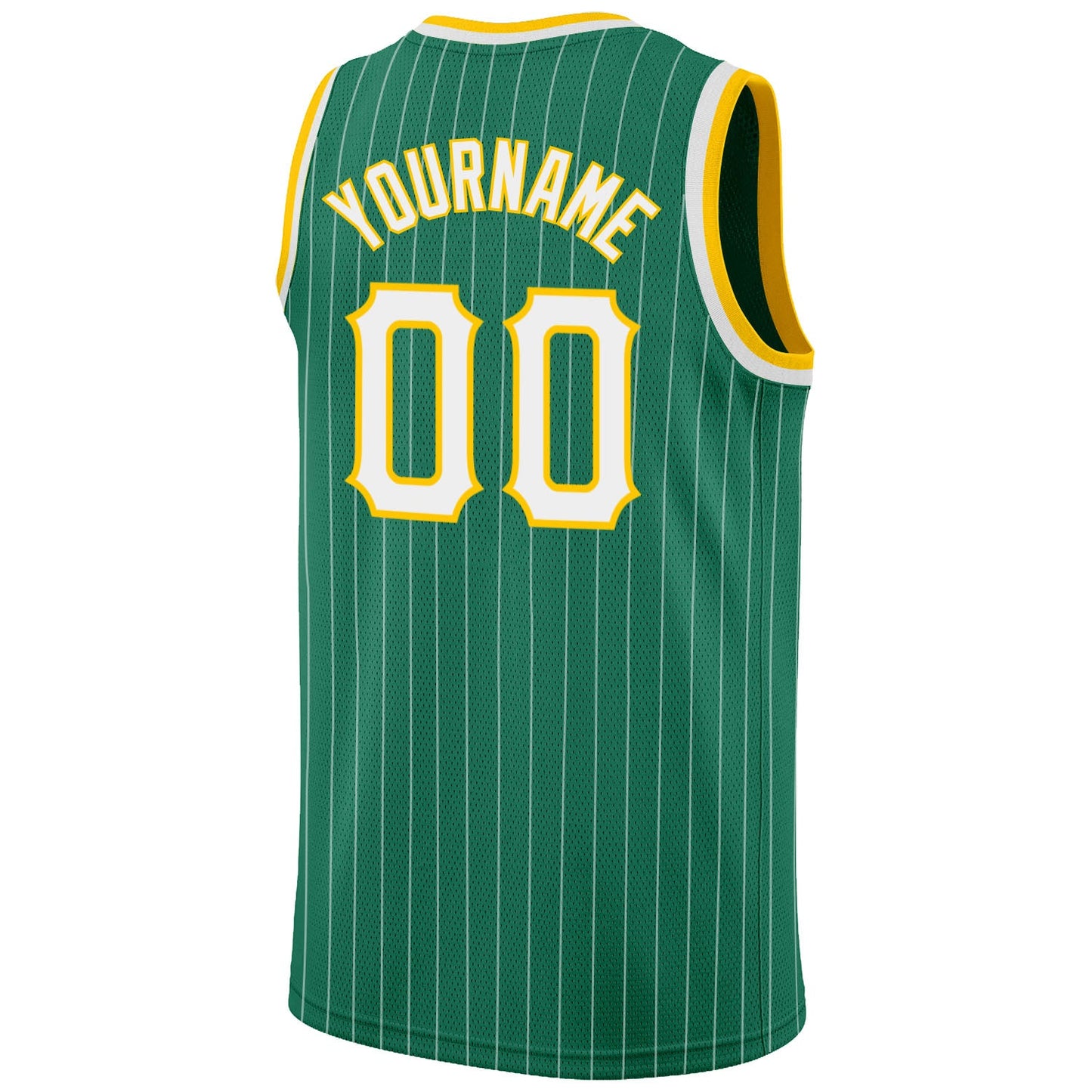 Custom Kelly Green White Pinstripe White-Gold Authentic Basketball Jersey - Sky-Custom