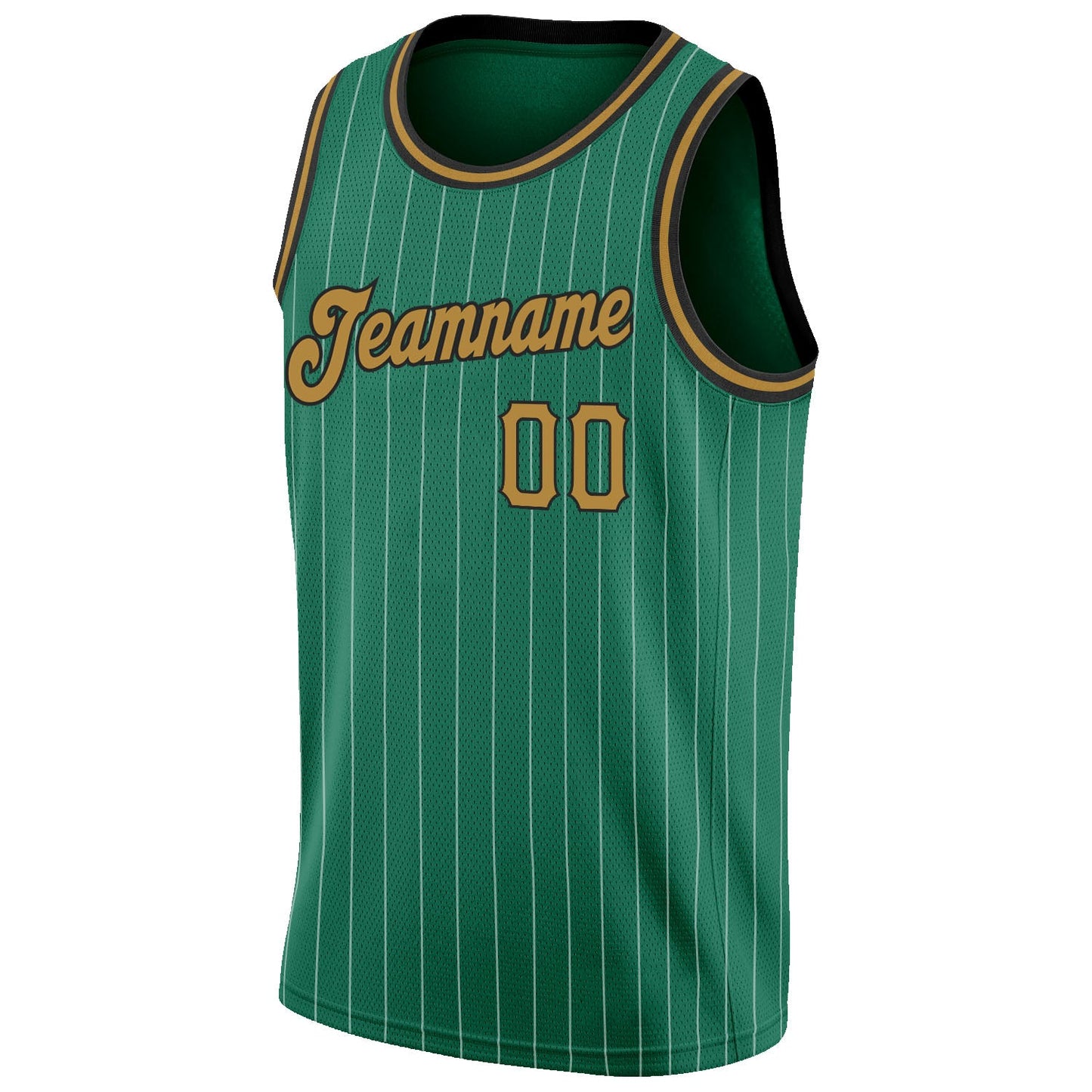 Custom Kelly Green White Pinstripe Old Gold-Black Authentic Basketball Jersey - Sky-Custom