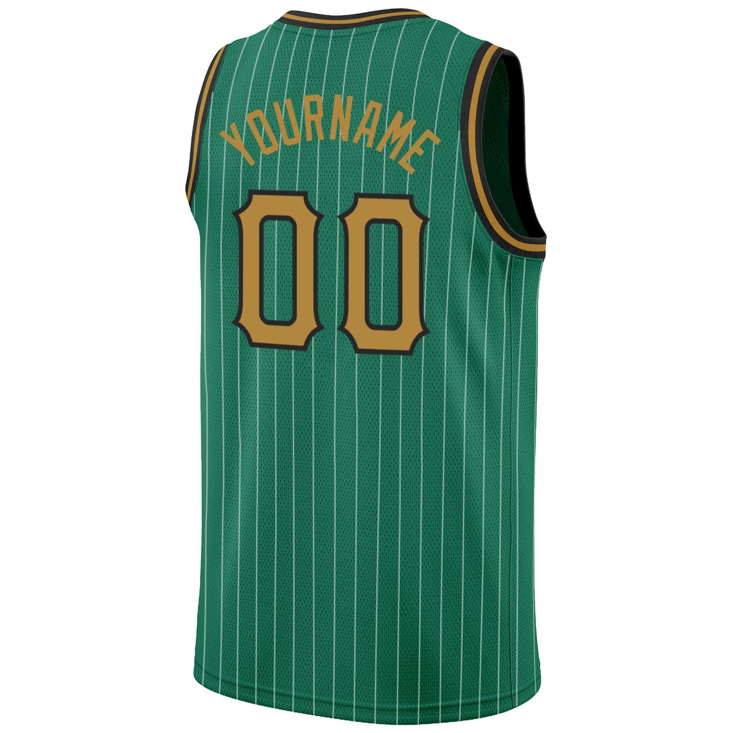 Custom Kelly Green White Pinstripe Old Gold-Black Authentic Basketball Jersey - Sky-Custom