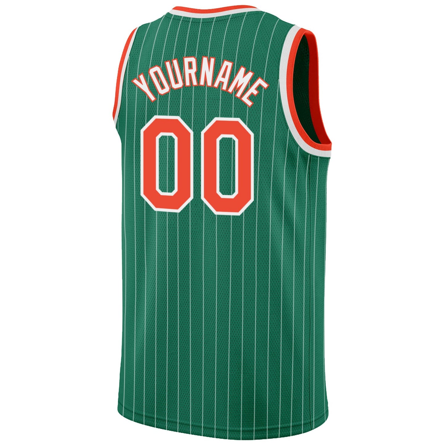 Custom Kelly Green White Pinstripe Orange-White Authentic Basketball Jersey - Sky-Custom