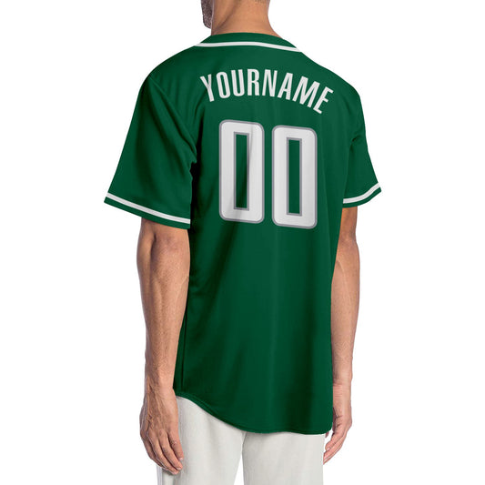 Custom Kelly Green White-Gray Authentic Baseball Jersey - Sky-Custom