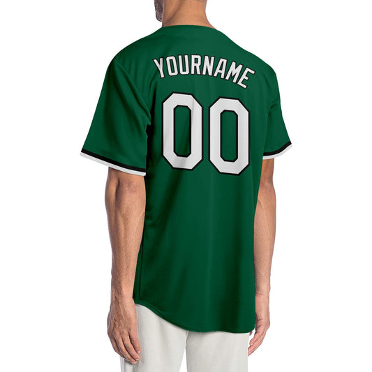 Custom Kelly Green White-Black Authentic Baseball Jersey - Sky-Custom