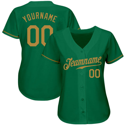 Custom Kelly Green Old Gold Authentic Baseball Jersey - Sky-Custom
