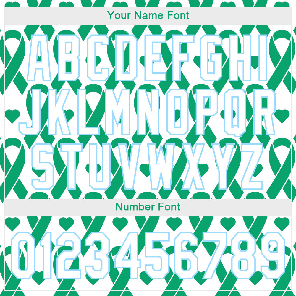 Custom Kelly Green White-Light Blue 3D Pattern Design Breast Cancer Authentic Baseball Jersey - Sky-Custom