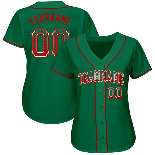 Custom Kelly Green Red-White Authentic Drift Fashion Baseball Jersey - Sky-Custom