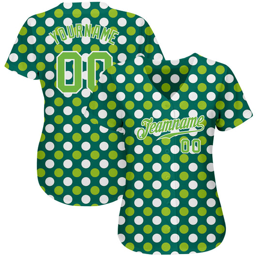 Custom Kelly Green Neon Green-White 3D Pattern Design Authentic St. Patrick's Day Baseball Jersey - Sky-Custom