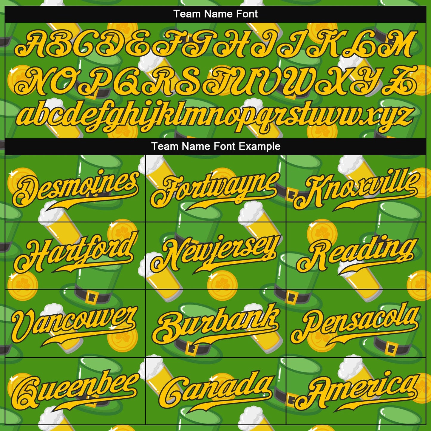 Custom Kelly Green Gold-Black 3D Pattern Design Authentic St. Patrick's Day Baseball Jersey - Sky-Custom