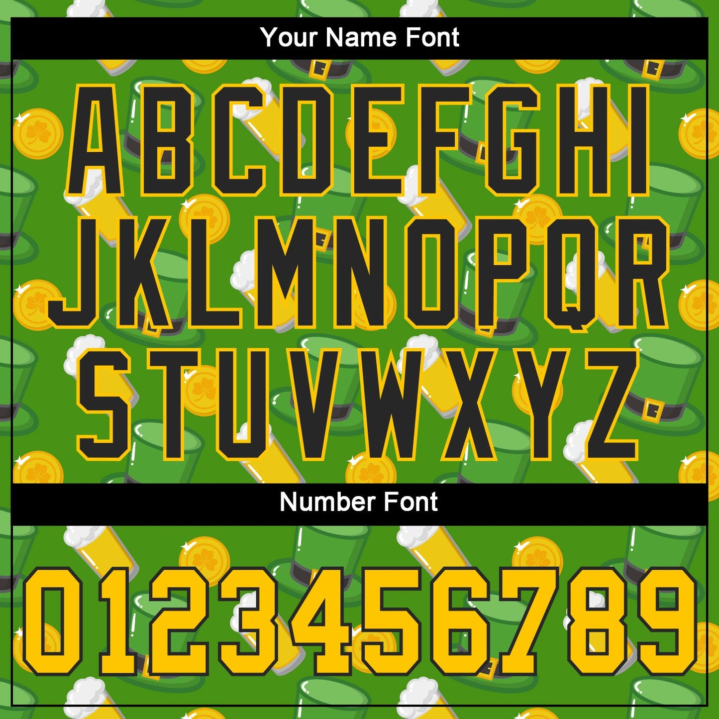 Custom Kelly Green Gold-Black 3D Pattern Design Authentic St. Patrick's Day Baseball Jersey - Sky-Custom