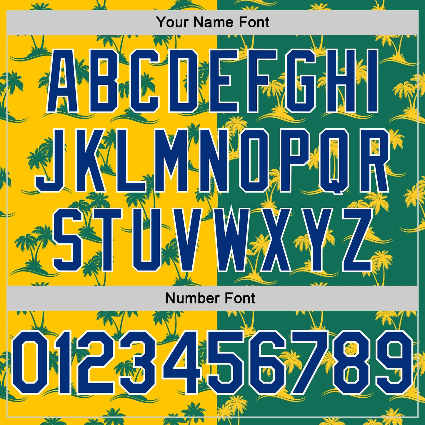 Custom Kelly Green Royal-Gold 3D Pattern Hawaii Palm Trees Authentic Basketball Jersey - Sky-Custom