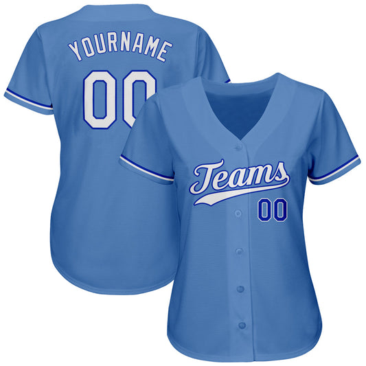 Custom Light Blue White-Royal Authentic Baseball Jersey - Sky-Custom