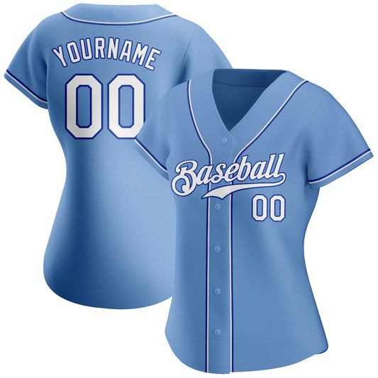 Custom Light Blue White-Royal Authentic Baseball Jersey - Sky-Custom