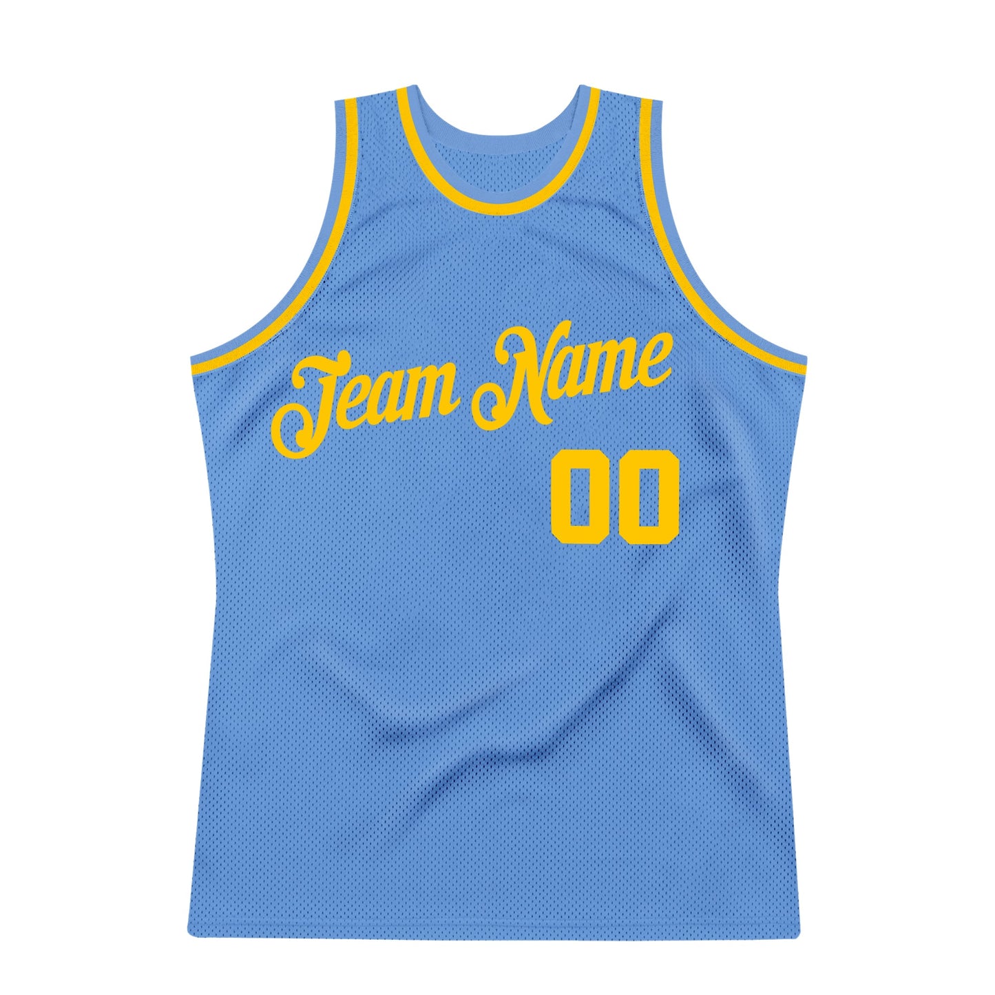 Custom Light Blue Gold Authentic Throwback Basketball Jersey - Sky-Custom