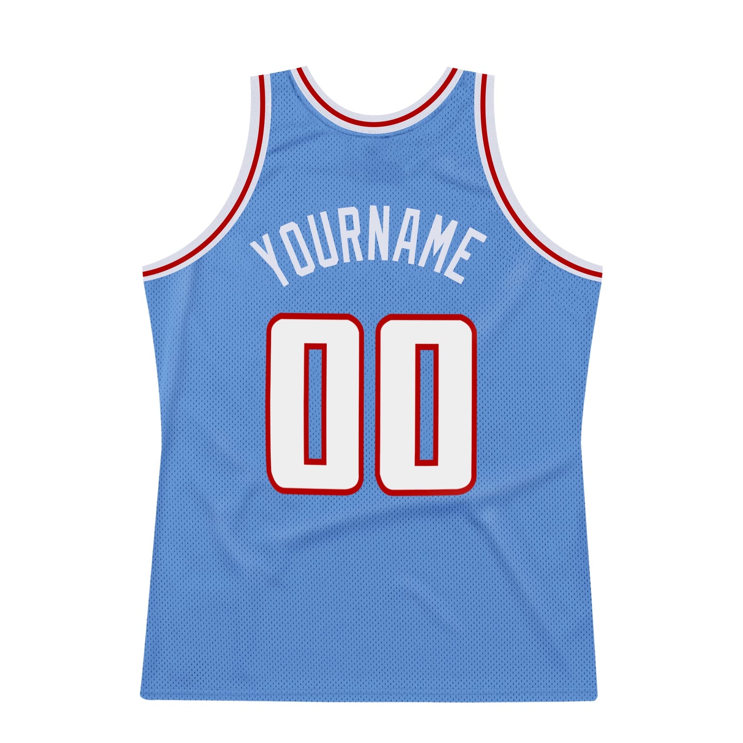 Custom Light Blue White-Red Authentic Throwback Basketball Jersey - Sky-Custom