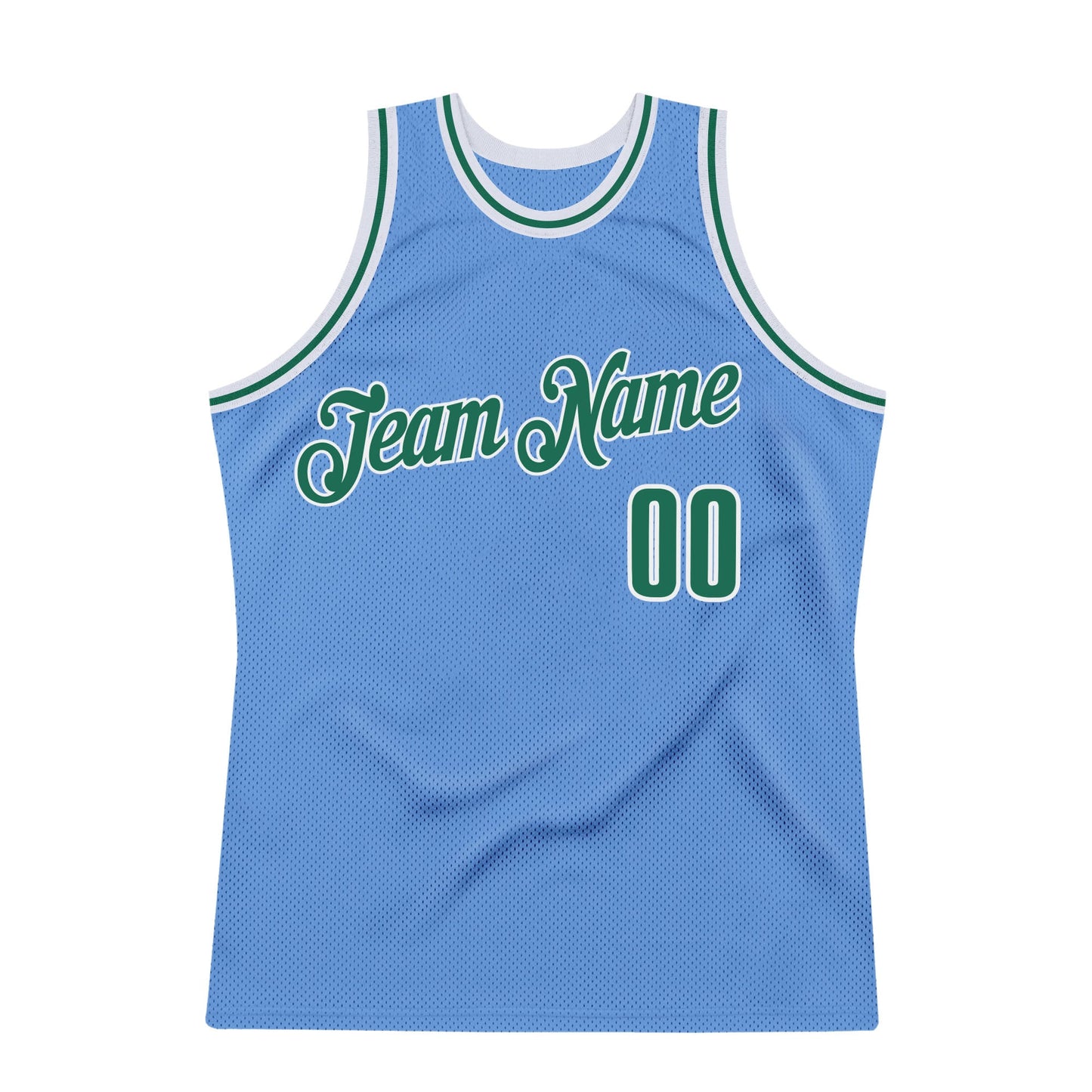 Custom Light Blue Kelly Green-White Authentic Throwback Basketball Jersey - Sky-Custom