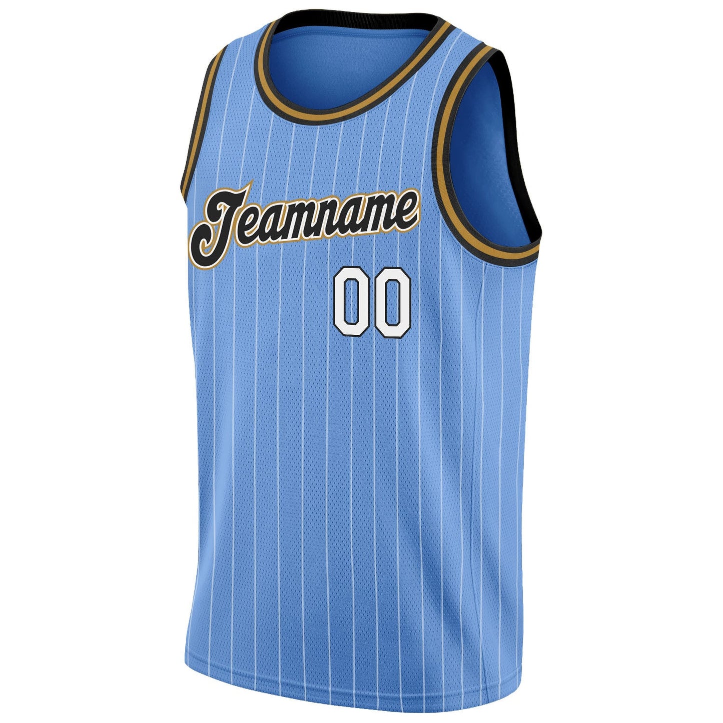 Custom Light Blue White Pinstripe White-Old Gold Authentic Basketball Jersey - Sky-Custom