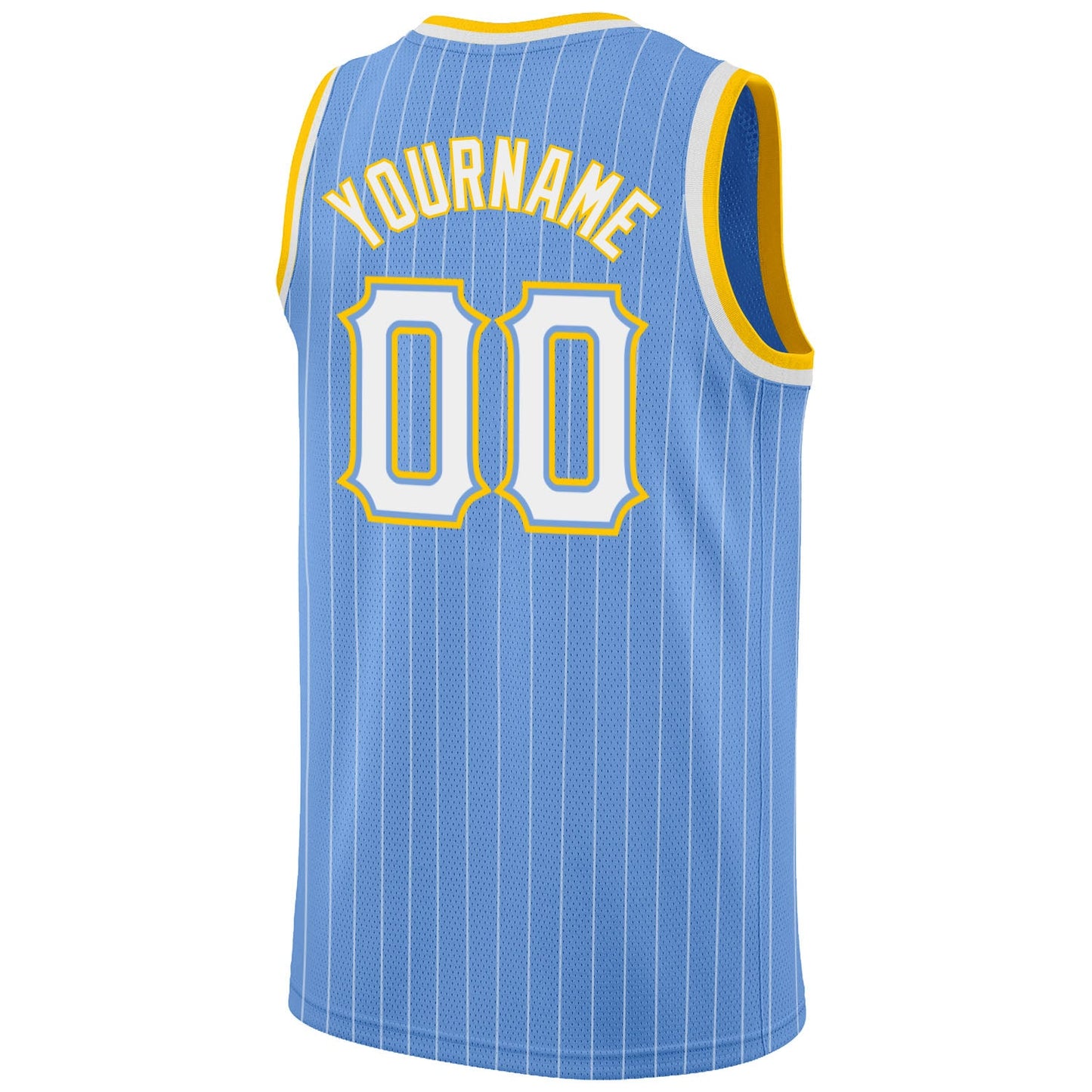 Custom Light Blue White Pinstripe White-Gold Authentic Basketball Jersey - Sky-Custom
