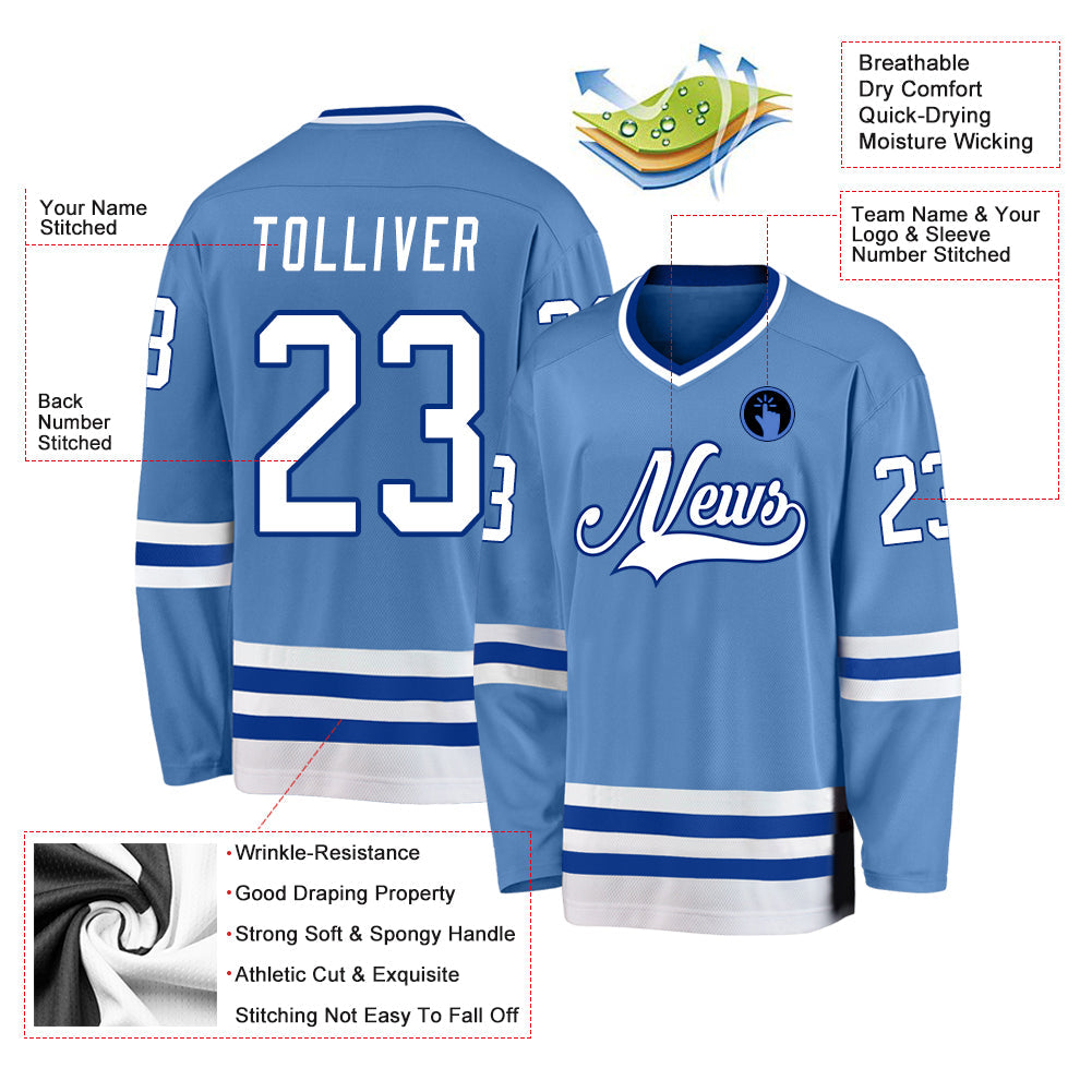 Custom Light Blue White-Royal Hockey Jersey - Sky-Custom