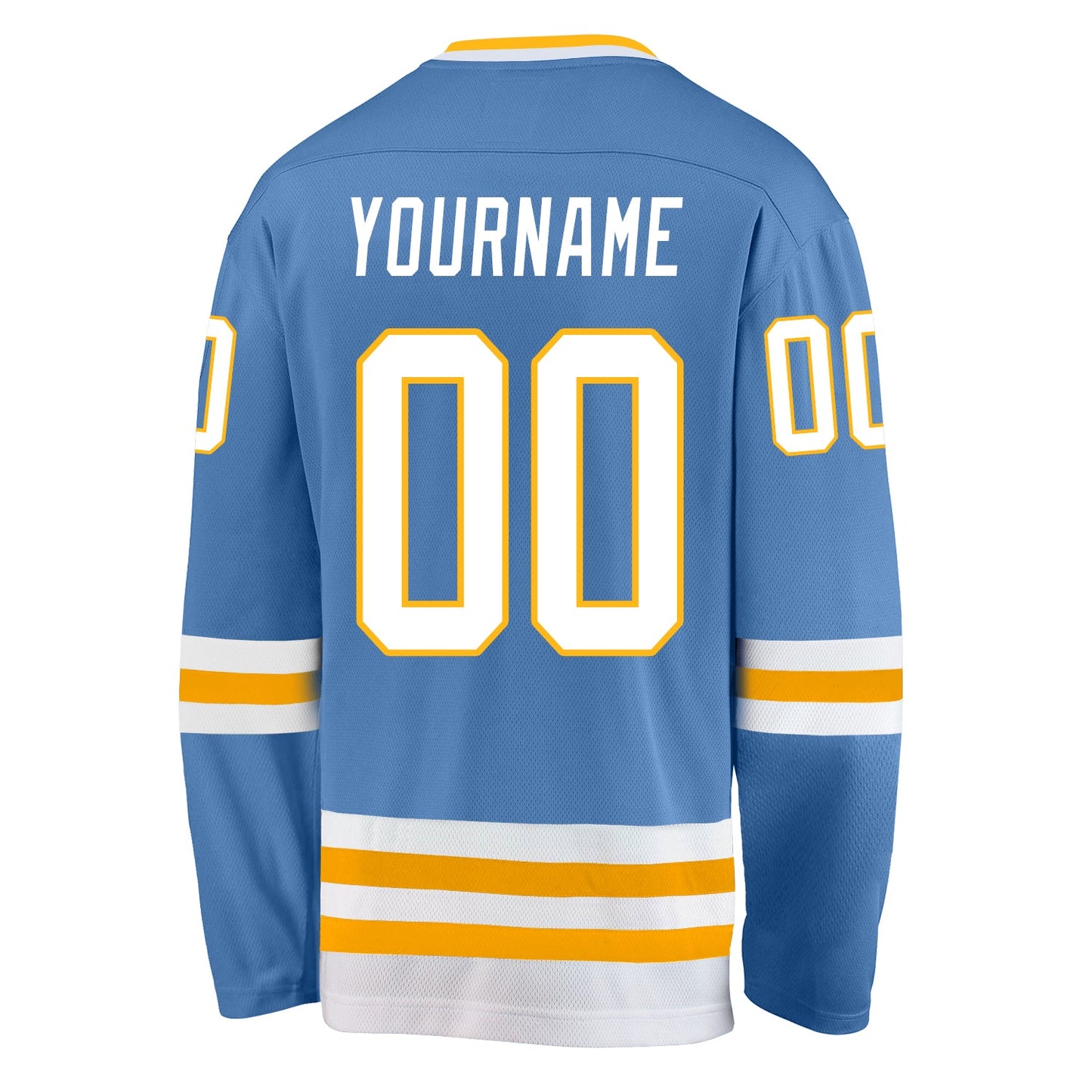 Custom Light Blue White-Gold Hockey Jersey - Sky-Custom