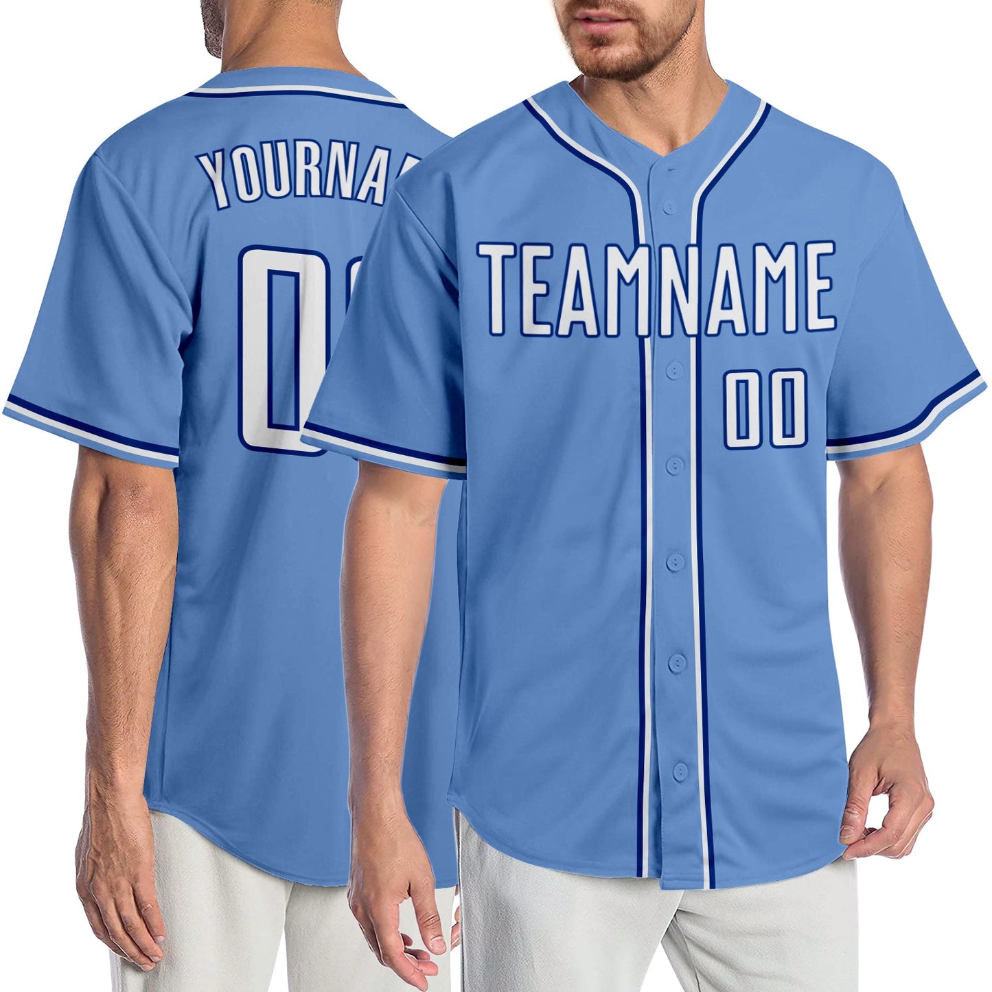 Custom Light Blue White-Royal Authentic Baseball Jersey - Sky-Custom