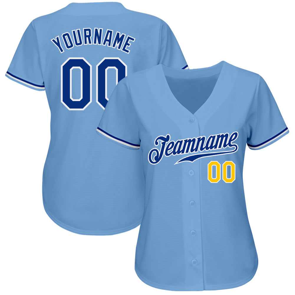 Custom Light Blue Royal-Gold Authentic Baseball Jersey - Sky-Custom