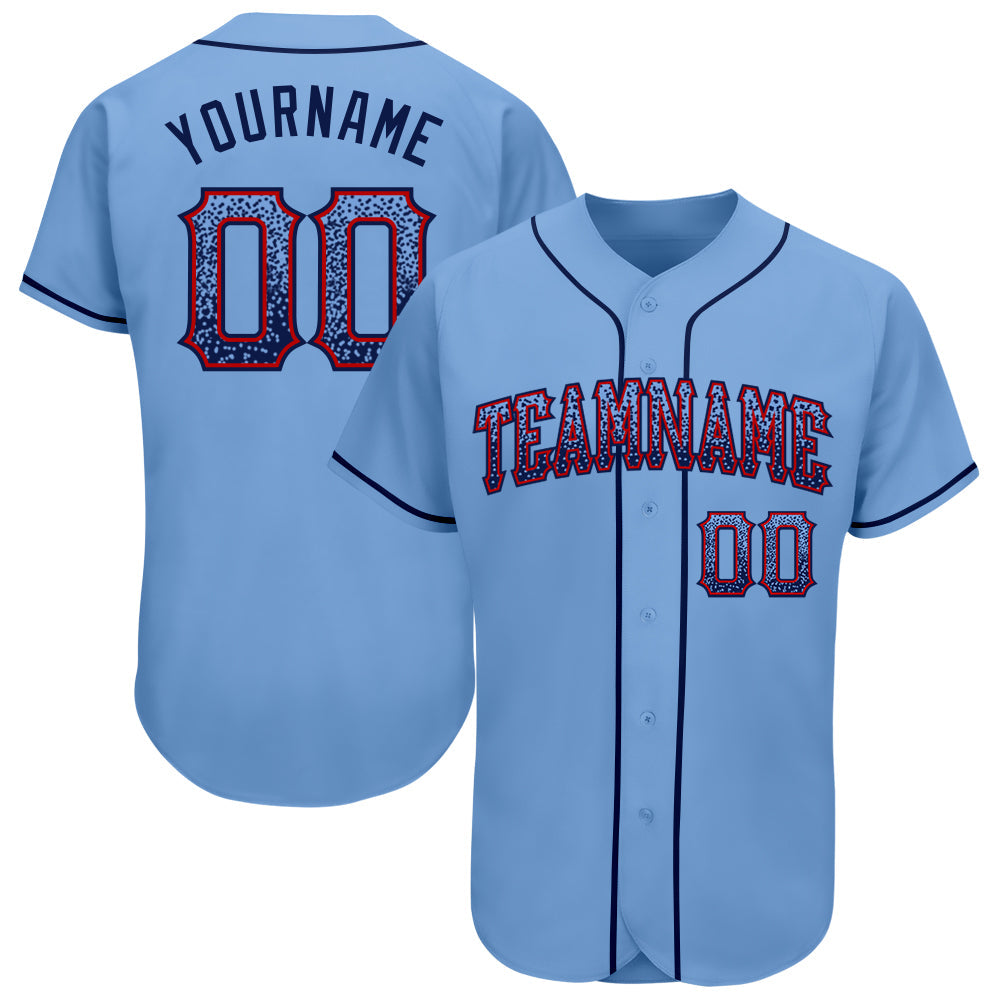 Custom Light Blue Navy-Red Authentic Drift Fashion Baseball Jersey - Sky-Custom