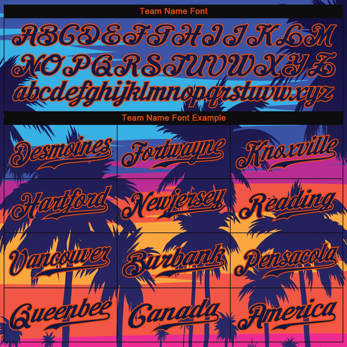 Custom Royal Navy-Orange 3D Pattern Design Palm Trees Authentic Baseball Jersey - Sky-Custom
