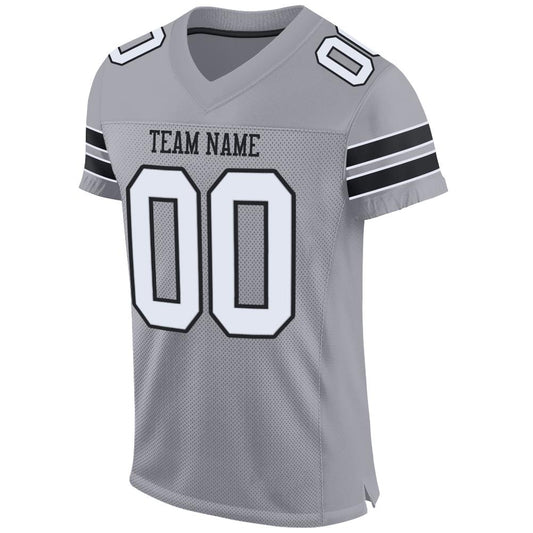 Custom Light Gray White-Black Mesh Authentic Football Jersey - Sky-Custom