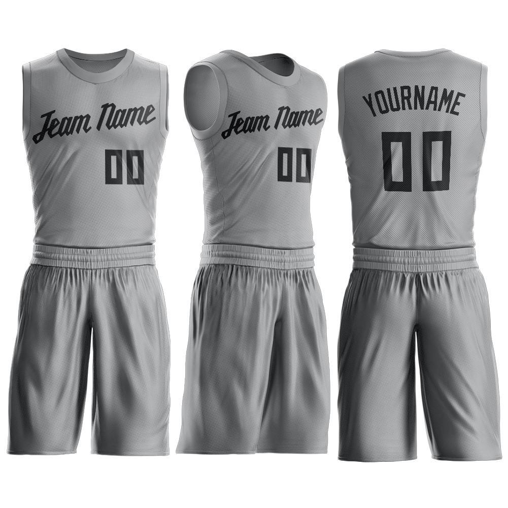Custom Gray Black Round Neck Suit Basketball Jersey - Sky-Custom