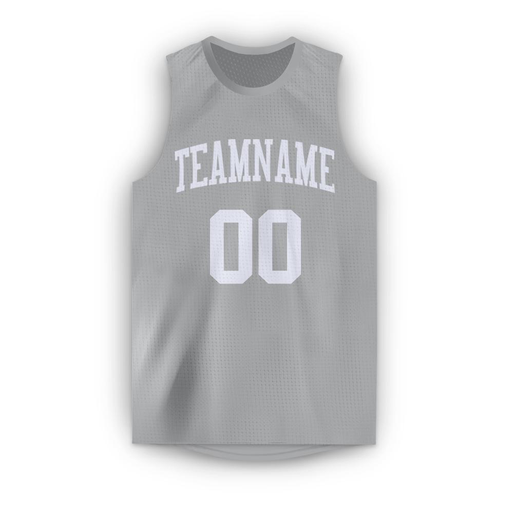 Custom Gray White Round Neck Basketball Jersey - Sky-Custom