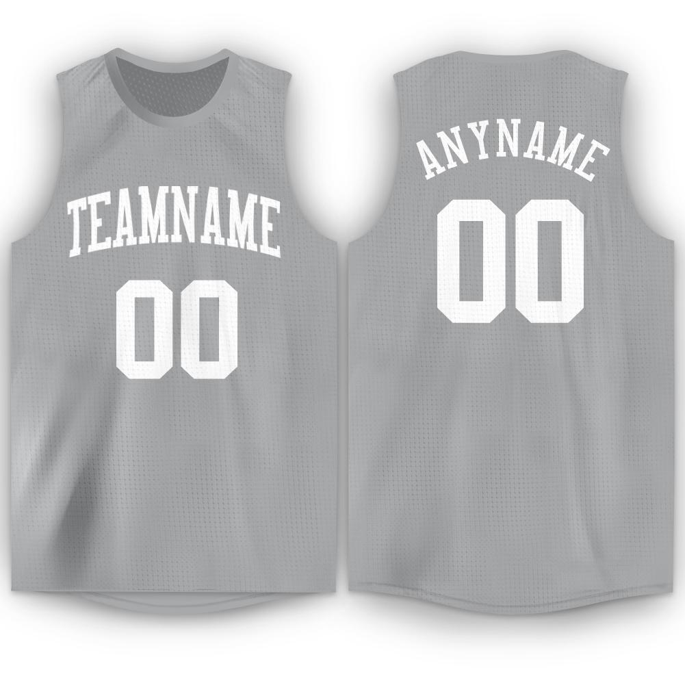 Custom Gray White Round Neck Basketball Jersey - Sky-Custom