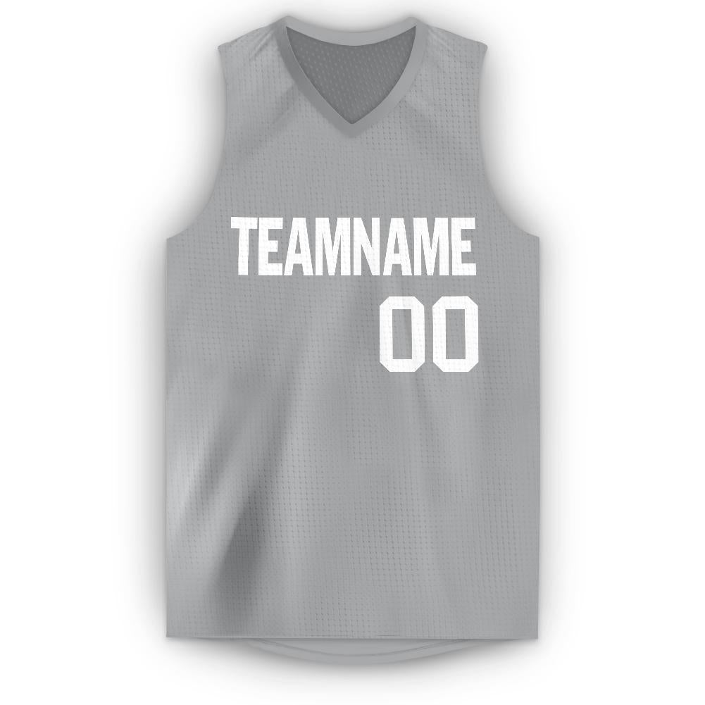 Custom Gray White V-Neck Basketball Jersey - Sky-Custom