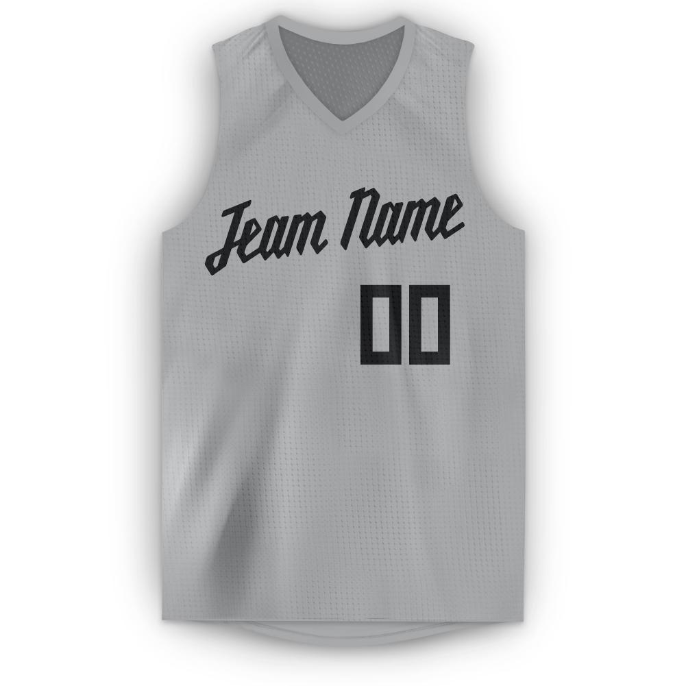 Custom Gray Black V-Neck Basketball Jersey - Sky-Custom